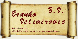 Branko Velimirović vizit kartica